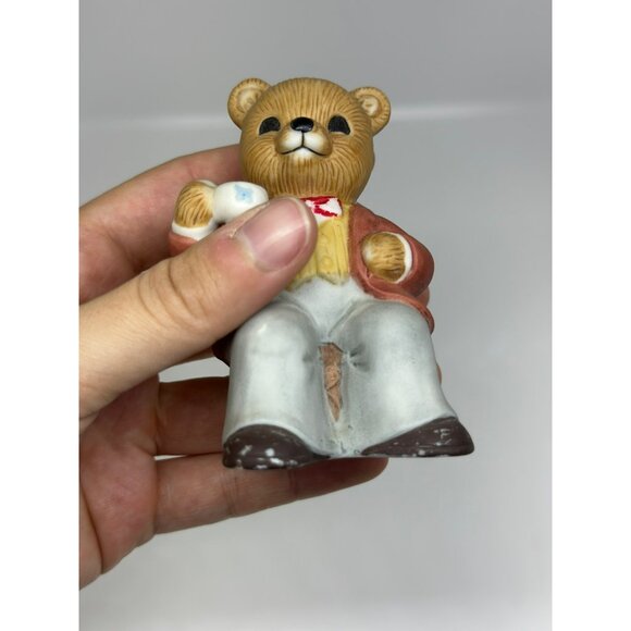 VTG HOMCO Tea Time Bears Figurine Set | Ceramic Mr. & Mrs. Teddy Bears w/ Table - Picture 8 of 8